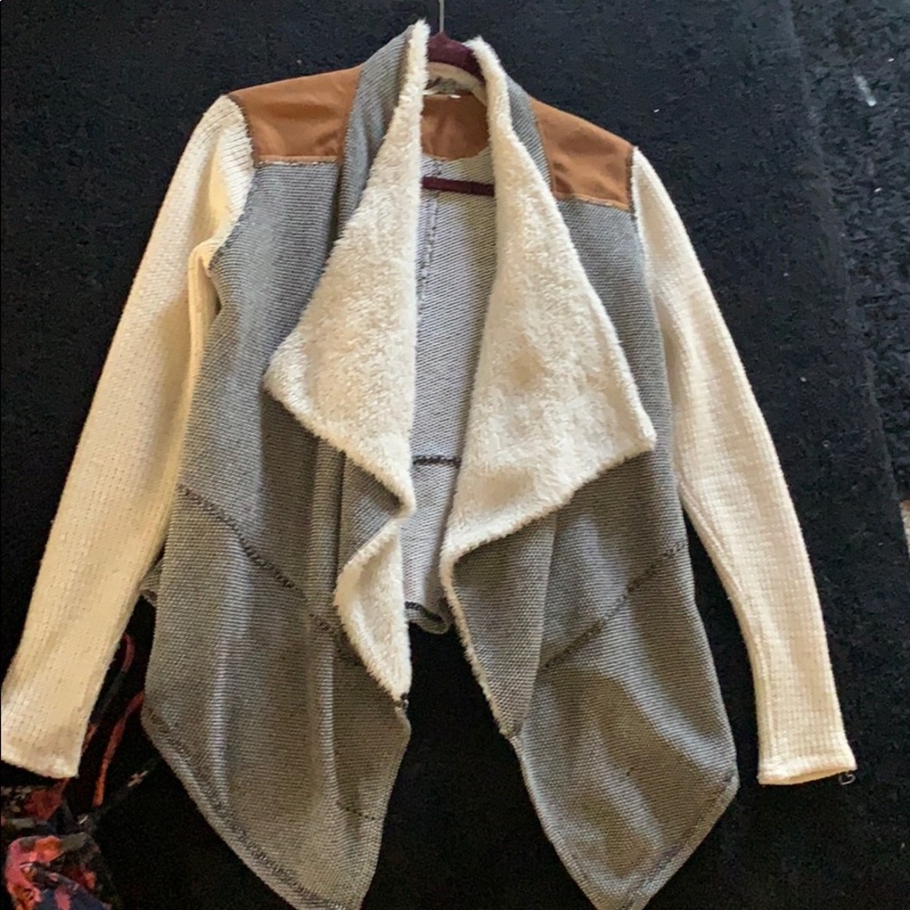 BKE faux sheepskin knit sweater